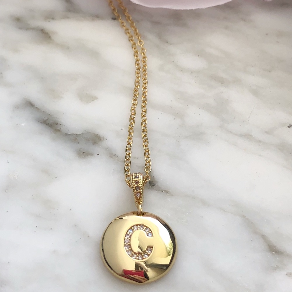 Initial Necklace / Micro Pave Letter / C